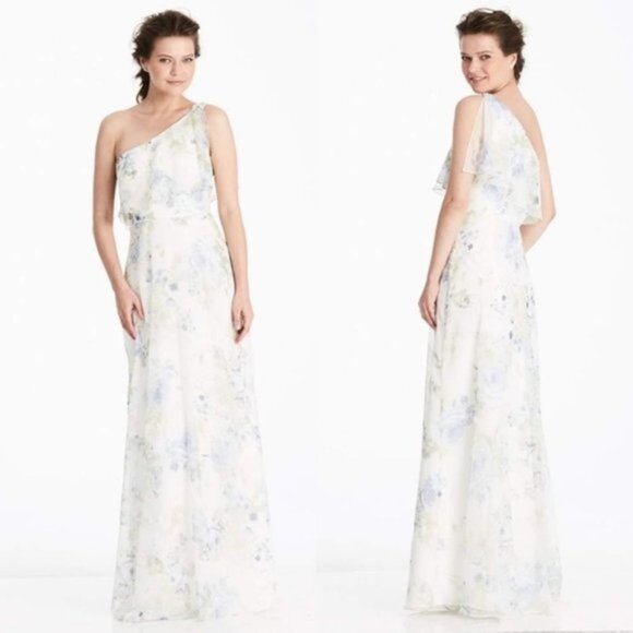 Jenny Yoo Bridsmaid One Shoulder‎ Dress JY541 Blush Garden Women Size 10 - Picture 1 of 7